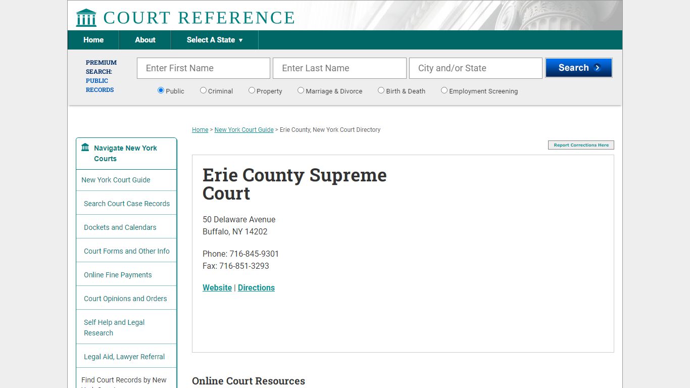 Erie County Supreme Court - CourtReference.com